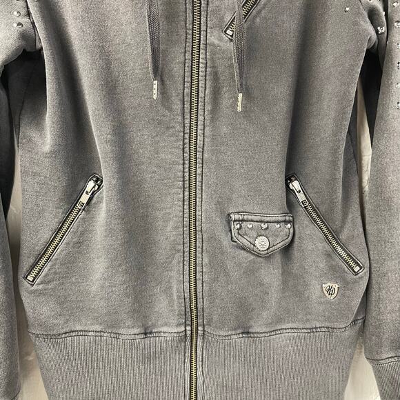 Harley Davidson Motorcycles Full Zip Hoodie Small Studded Biker Chic - Picture 4 of 7